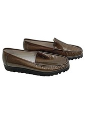 Sioux Damen Mokassin Slipper Loafer Gr. 39 Braun Lackleder Klassisch