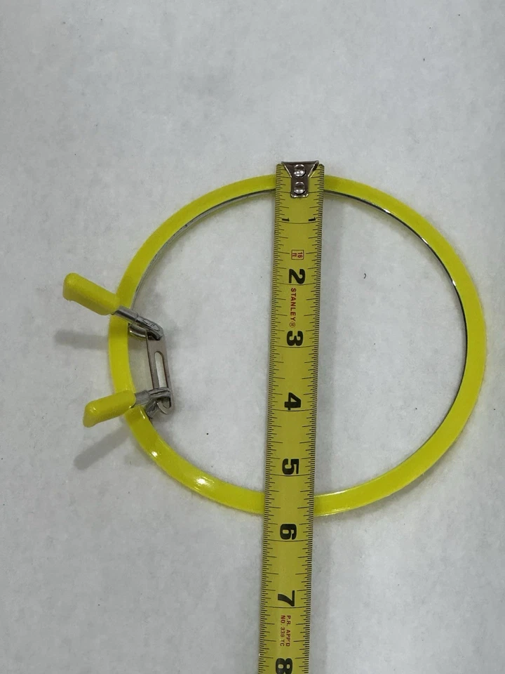 Vintage Spring Squeeze Pinch Tension Plastic & Metal Embroidery Hoop Yellow 5" - Image 4 of 4