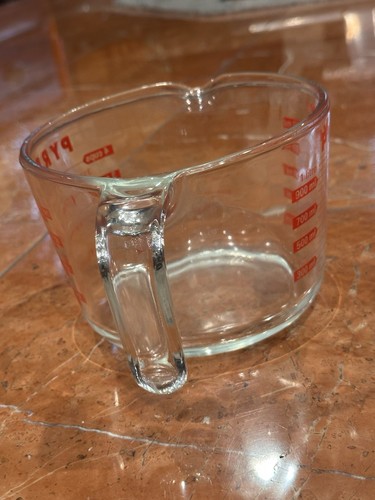 Pyrex 4 TASSEN 1 QUART 32 OZ GLAS MESSBECHER ROTES ETIKETT OZ & ML MCM GEBRAUCHT, IN EINWANDFREIEM ZUSTAND - Bild 5 von 6