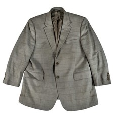Jos. A. Banks Tan Checked Two Button Single Vent Silk Wool Sports Coat Men's 46R
