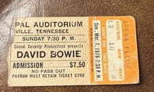 DAVID BOWIE RARE CONCERT TICKET STUB NASHVILLE, TN 03/07/1976