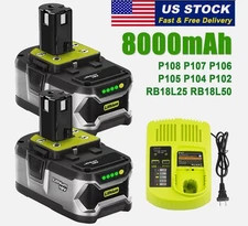 8.0Ah For RYOBI 18V Battery P105 P108 One Plus High Capacity 18 Volt Lithium New