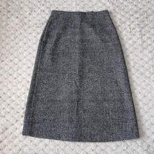 Uniqlo Herringbone Wool Midi Skirt A-Line Uk 8 Smart Quiet Luxury Minimalist