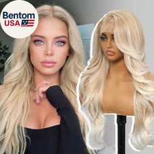 Blonde Synthetic Lace Front Wig,13X4 HD Lace Layered Wave Glueless Wigs for Wome