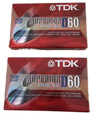 Lot of 2 TDK Superior D60 Normal Bias Cassette Tapes NEW old stock Sealed