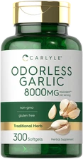 Odorless Garlic Softgels 8000 mg | 300 Count | High Potency Formula | by Carlyle