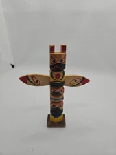 Vintage Souvenir Wood Painted Totem Pole Toy #CB5