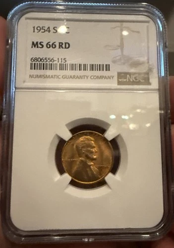 1954-S NGC MS66 RD Lincoln Wheat Cent Uncirculated Coin US Mint Penny