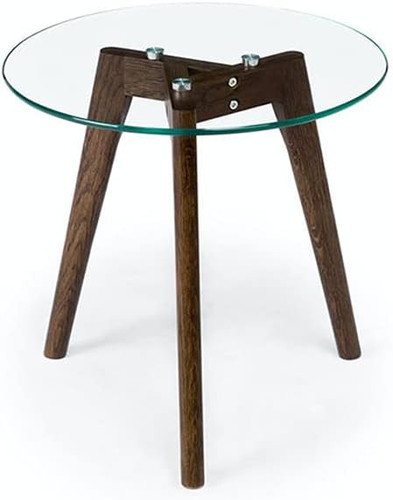 Tempered Glass Small End Table, Mnimalist Round Side Small, Clear - Picture 1 of 6
