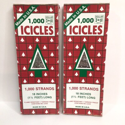 Vintage Rauch 1000 Icicles Tinsel 18 in Long Flame Resistant Set of 2 Boxes USA