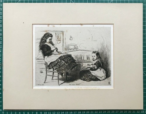 1872 antike Radierung; Das Babyhaus von Sir John Everett Millais - Bild 3 von 3