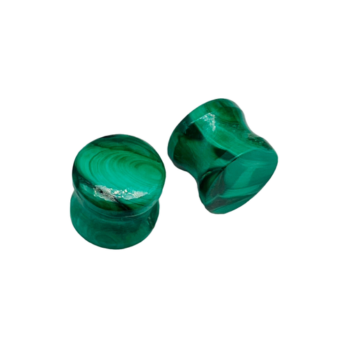Natural Green Malachite Double Flared Round Naga Body Piercing Jewelry Ear Gauge - Picture 14 of 15