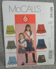 McCalls 5169 Girls Skirts lower ruffle trim variations size 7-14 Uncut