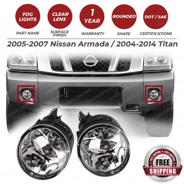 Fog Lights Assembly LH+RH w/ Bulb For 20042014 Nissan Titan / 2005