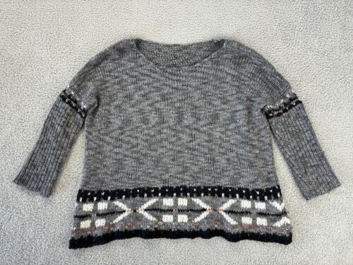 Free People Sweater Womens Small Gray Wool Mohair… - image 1