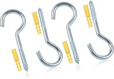 4 x Washing Line Hooks Heavy Duty Clothes Line Hook Screw in hanger Rust Proof