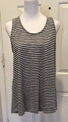 W5 Striped Soft Stretch Tunic Tank Top 17  P2P 27/30  Length Red Back Zip Small