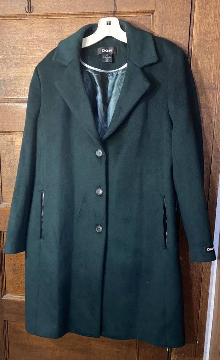 DKNY Emerald Green Wool Blend Walker Coat XL Created for Macy's | eBay