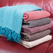 ⭐ Herringbone Chevron 100% Cotton Single Double Bedspread Sofa Throw Chair Cover