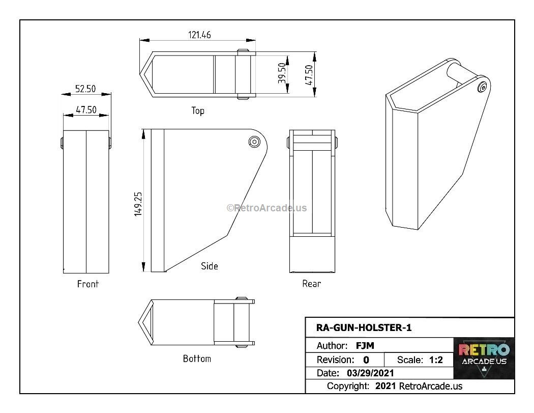 Gun Holster for AimTrak Light, Act labs, Atari, Namco by RetroArcade.us