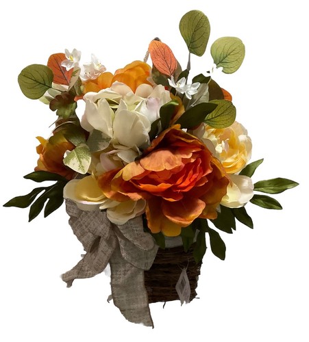 Herbst Orange Creme Creme Weiß Seide Künstliche Blume Hängegesteck 20"