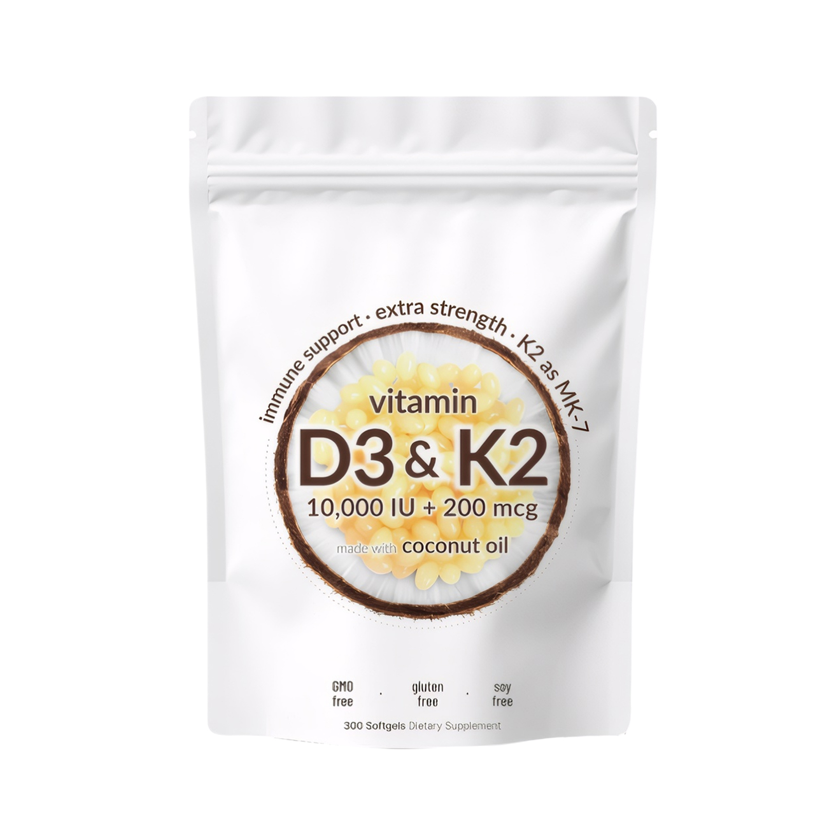 D3 K2 Vitamin Softgel Capsules Extra Strength D3 K2 Supplements with 10000 IU US
