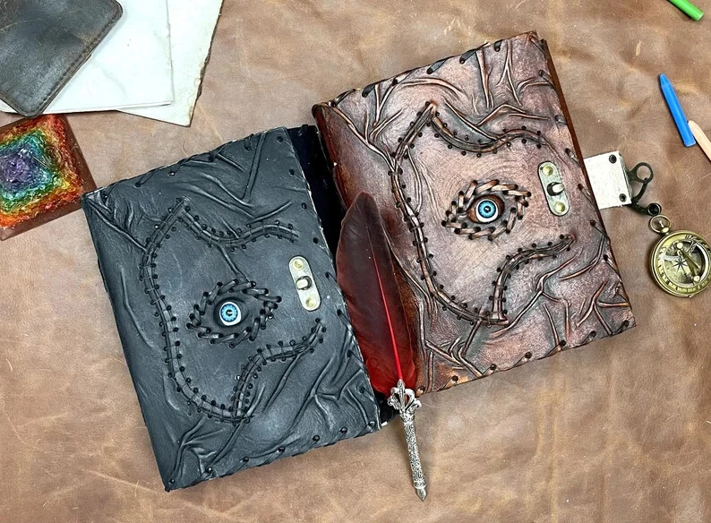 Vintage Leather Journal with Spell Eye Journal Hocus Pocus Book of Shadows - Image 4 of 4