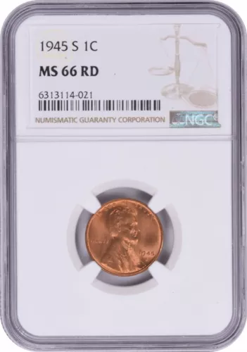 1945-S Lincoln Cent MS66RD NGC