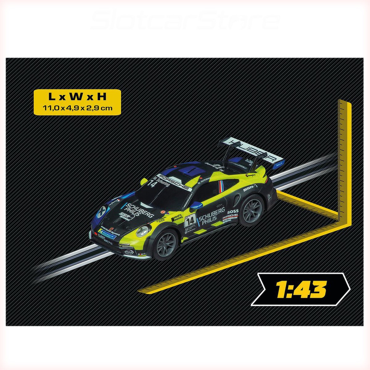 Carrera GO!!! Porsche 992 GT3 Cup – Schaal 1:43, Huber Racing Nr.14, Compatibel Met GO!!!, Plus En Battery Operated