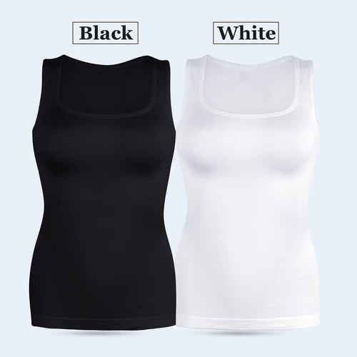 Women Seamless Slim Vest Tummy Control Body Shaper Compression Ribbed Tank Top - Picture 11 of 27
