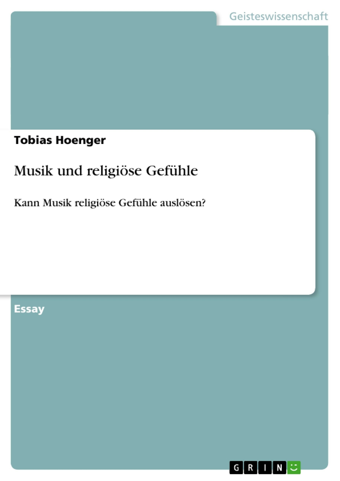 Thumbnail - Musik Und Religiöse Gefühle | Buch | 9783640520473