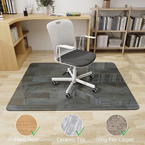 Office Chair Mat, 46" x 55" Tempered Glass Floor Mat for Office 46"x 55