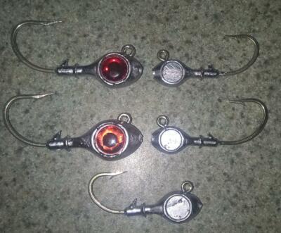 10 Big Eye Diablo Jig Heads Great for Trout Redfish Striper Swimbait STEEL HOOKS