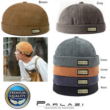 Skullcap Beanie Quality Corduroy Brimless Hat Sailor Cap Docker Cuff Warm Unisex