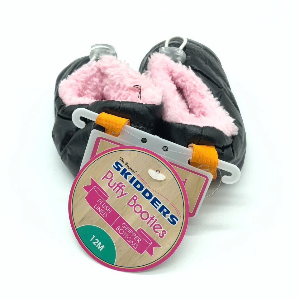Botines hinchados Skidders para niñas pequeñas forrados de felpa con agarre inferior negro 12 m talla 4 Foto 3 de 4