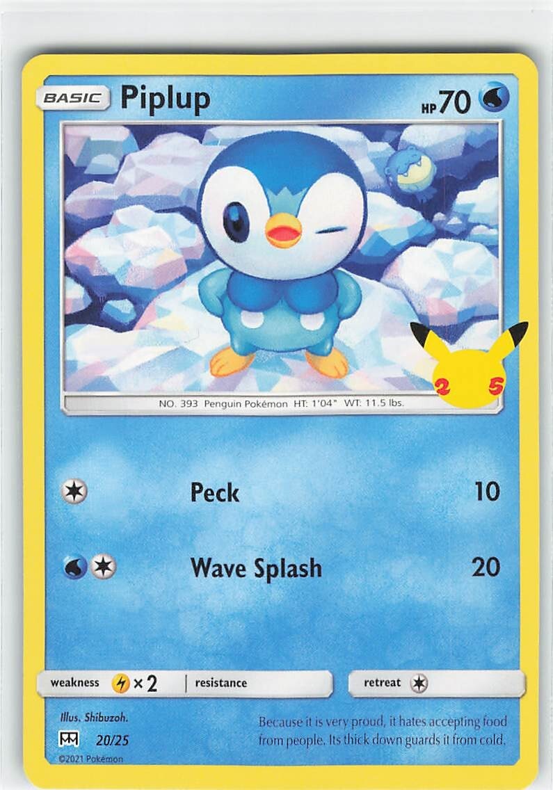 Piplup - 20/25 - McDonald's 25th Anniversary - Pokemon Card TCG - NM/LP