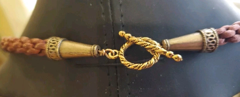 Colgante gota ágata jaspe rayas crema oxidada con collar de cuerda tejida Foto 3 de 3