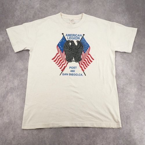 Vintage 90s LA Big-T American Legion San Diego CA Graphic T-Shirt Cream Size L