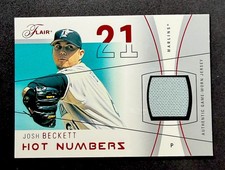 JOSH BECKETT 2004 Flair Hot Numbers Game Used Patch Red #’d /175 #HN-JOB Marlins