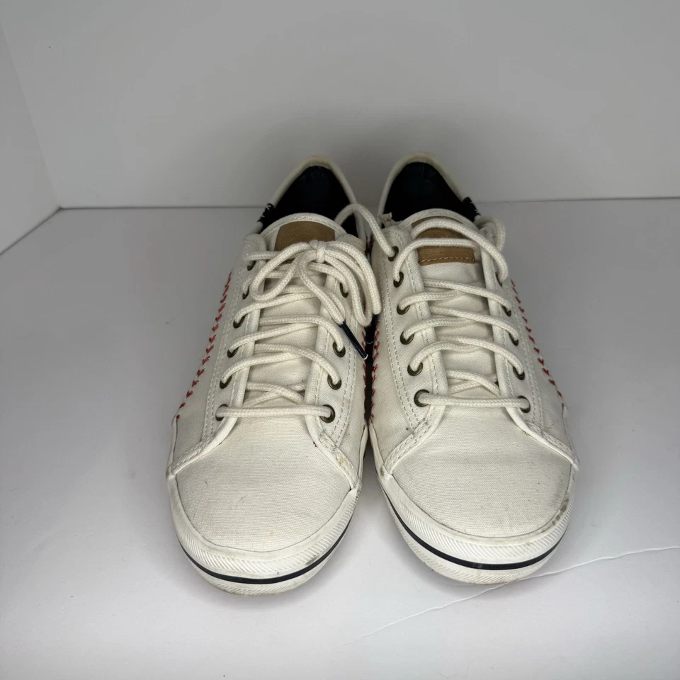 Keds Womens 8 Kickstart White Canvas Red Stitch Baseball Lace Up Sneakers - Image 3 of 4