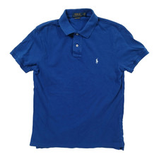 Polo Ralph Lauren Custom Slim Fit Men M Blue Short Sleeve Pique Mesh Cotton Polo