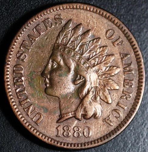 1880 INDIAN HEAD CENT - With LIBERTY & DIAMONDS - XF EF