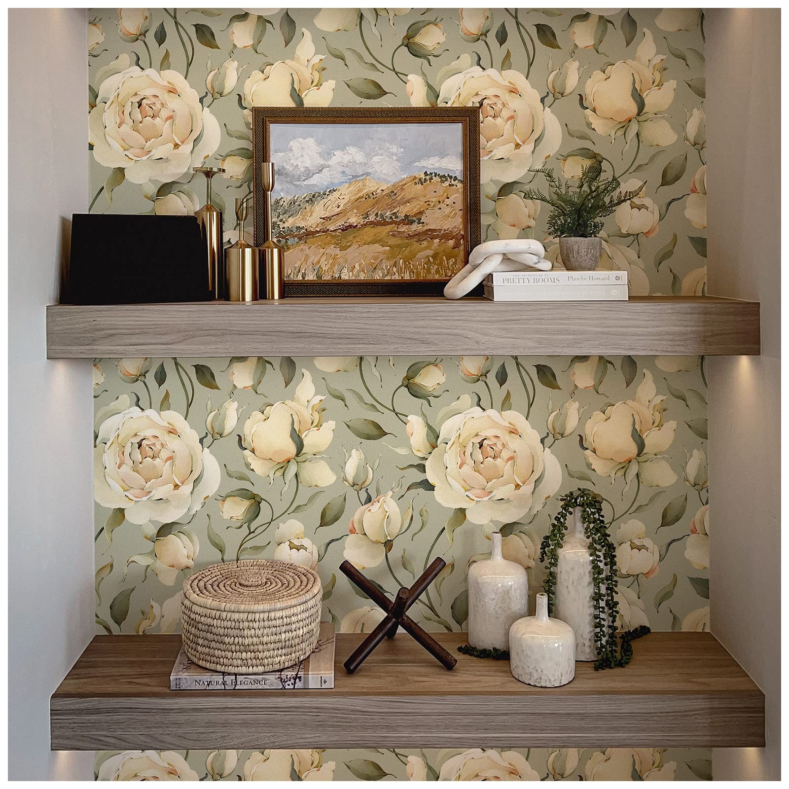 Best HAOKHOME Shelf Liner and Cabinet Floral Peony, Self-Adhesive Drawer Liners