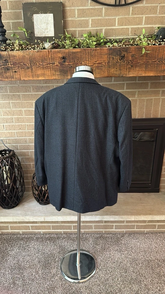 Blazer Joseph & Feiss Hombre 50R Azul Cuadros 100% Lana de Cordero 3 Botones Usado en Excelente Condición Foto 4 de 4