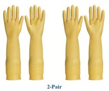 2Pair Reusable Rubber Gloves Non-Slip for Kitchen Household Cleaning Dishwashing