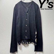 Y's Yohji Yamamoto Linen Foil Print Crew Neck Cardigan, Size 3