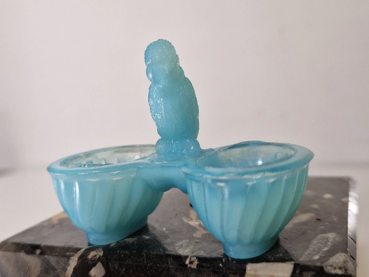 Saleron Duo Art Déco - Salière Et Poivrière En Verre Ciselé Très Épais - France