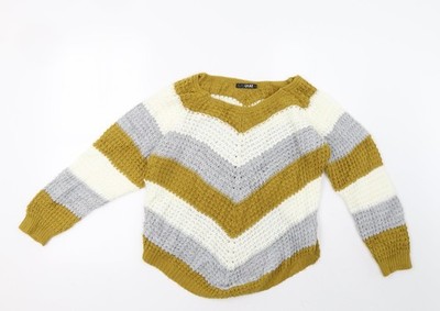 quix Damen Pullover Sweatshirt gelb gestreift Größe M