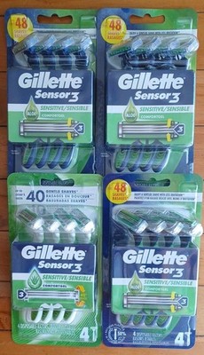 4 Pks Gillette Sensor 3 Sensitive Disposable Razors, 16 Total Razors