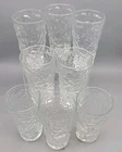 Vintage Anchor Hocking Lido Milano Clear Crinkle 5.5” Drinking Glasses Lot of 8